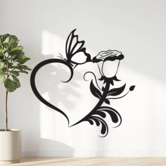 Sticker Autocollant coeur papillon fleur love  LOV54489