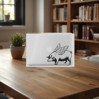 Sticker Autocollant cochon volant macbook  MB1057