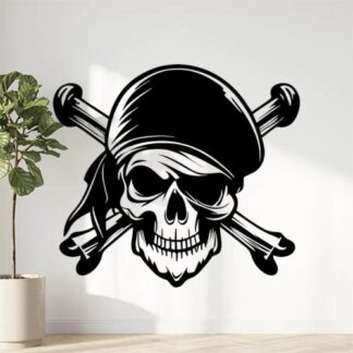 Sticker Autocollant tete de mort skull pirate  P2126
