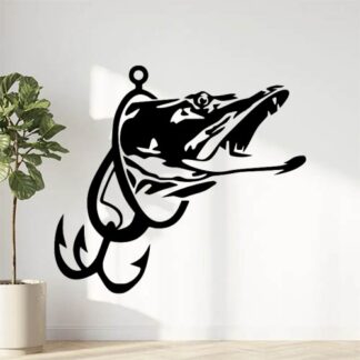 Sticker Autocollant Hameçon et Brochet pêche P87294