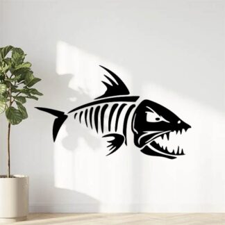 Sticker Autocollant Arête Poisson Piranha pêche P87296