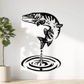 Sticker Autocollant Brochet saut pêche P87311