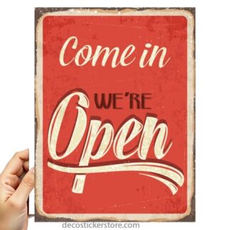 Sticker Autocollant plaque open imprime 18x24cm  PL22