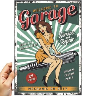 Sticker Autocollant plaque garage imprime 18x24cm  PL39