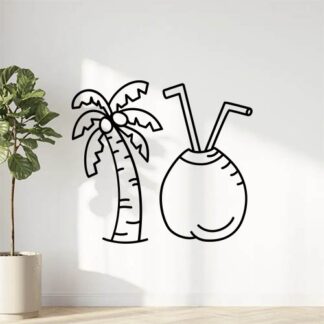 sticker autocollant cocotier arbre fruit 6 QYZIW