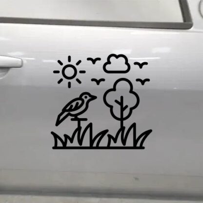 sticker autocollant arbre forêt fleur 2 RALS4