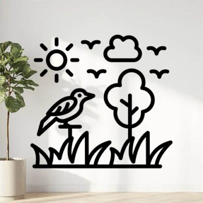 sticker autocollant arbre forêt fleur 2 RALS4