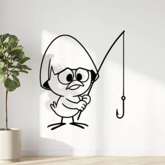 Sticker autocollant Calimero à la pêche décoration decostickerstore