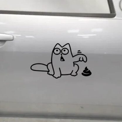 Sticker autocollant chat caca
