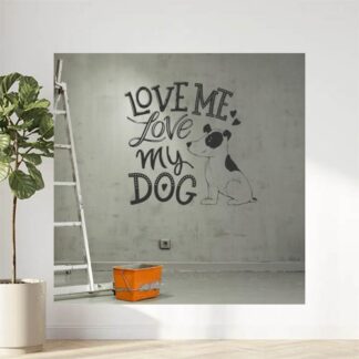 Sticker autocollant chien love me love my dog
