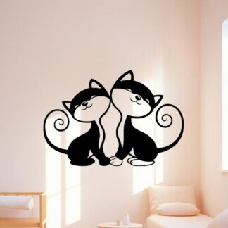 Sticker autocollant duo de chats amoureux