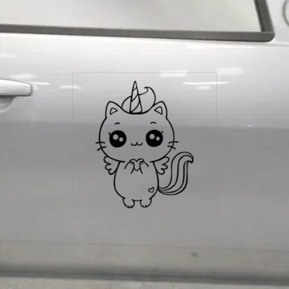 Sticker autocollant chat licorne