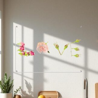 Crédence Tableau plexiglas cuisine love fleurs