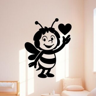 Sticker autocollant maya l'abeille coeur avec main décoration decostickerstore - SLBW1S