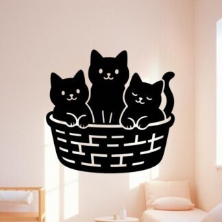 Sticker autocollant Chats mignons dans un panier décoration decostickerstore - UDA9JW