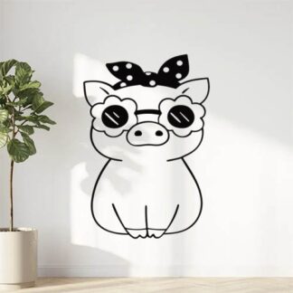 Sticker Autocollant cochon lunettes animaux  VK67