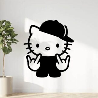 Sticker autocollant signe JUL avec hello Kitty qui a une casquette sur le coté décoration decostickerstore - WFO6Y2