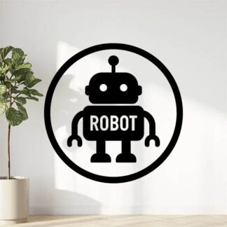 Sticker autocollant מדבקה זהובה כתוביות באנגלית שכתוב רובוט décoration decostickerstore - WZWA37