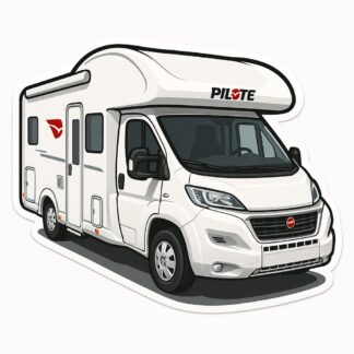 Autocollant Camping-car blanc avec logo pilote en rouge décoration decostickerstore - 7LMD3F