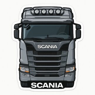 Autocollant Le devant du camion Scania en gris avec écrit Scania en bas du sticker. décoration decostickerstore - S56YH6