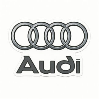 Autocollant Logo Audi en gris écrit AUDI en bas décoration decostickerstore - AHOKXM