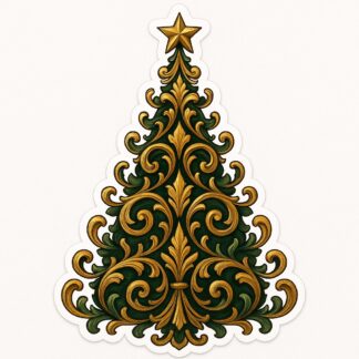 Autocollant Sapin de noël design baroque pour vitrine décoration decostickerstore - 48U2HD