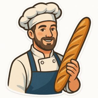 Autocollant Un Boulanger avec une baguette de pain dans la main décoration decostickerstore - IJD5T2