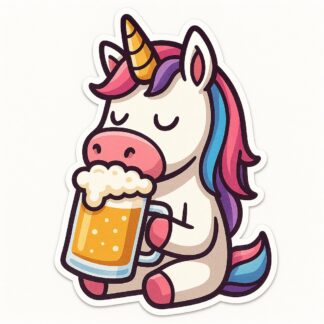 Autocollant unicornio buvant une bière décoration decostickerstore - RKMBHA