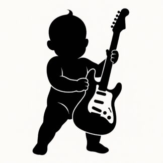 Sticker autocollant Bébé avec guitare électrique façon James Bond décoration decostickerstore - QNU5FD