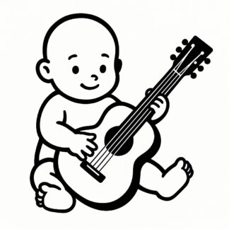 Sticker autocollant Bébé prénommé James avec une guitare décoration decostickerstore - M1NEWI
