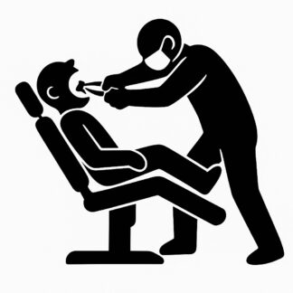 Sticker autocollant Dentiste qui arrache une dent, son patient est sur le fauteuil et le dentiste tire de toutes ses forces. décoration decostickerstore - DDXHQZ