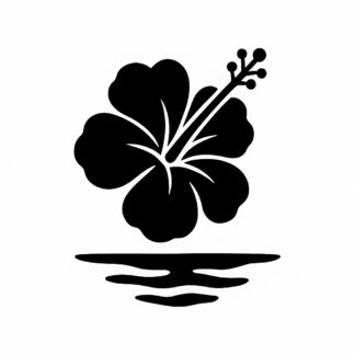 Sticker autocollant Fleur hibiscus et lagon décoration decostickerstore - VWO57V