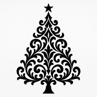 Sticker autocollant Sapin de noël design baroque pour vitrine décoration decostickerstore - 1DL3CK