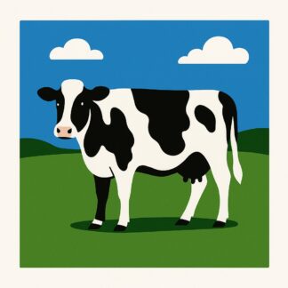 Sticker autocollant Une Vache dans un prés en couleurs décoration decostickerstore - DPVZSN