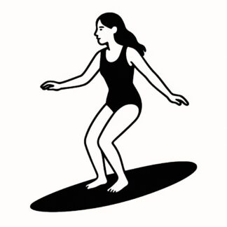 Sticker autocollant Une fille brune sur une planche de surf. décoration decostickerstore - 6JUMX8