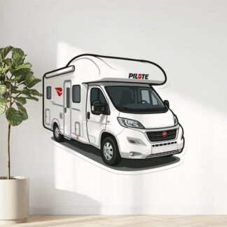 Autocollant Camping-car blanc avec logo pilote en rouge décoration decostickerstore - 7LMD3F