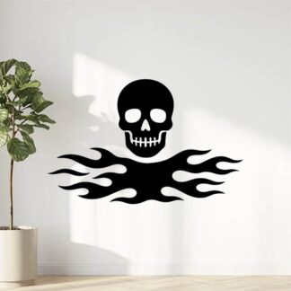 Sticker autocollant Bande flamme horizontale avec tête de mort décoration decostickerstore - 9XECJJ