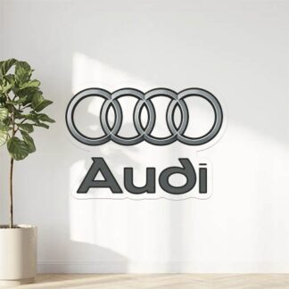 Autocollant Logo Audi en gris écrit AUDI en bas décoration decostickerstore - AHOKXM