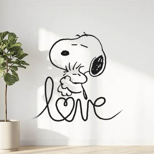 Sticker Autocollant chien snoopy love animaux  ANI72A