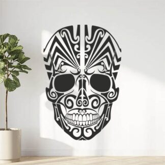 Sticker Autocollant Tete de mort  Skull tribale