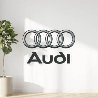 Autocollant Logo Audi gris écrit Audi en bas du logo décoration decostickerstore - JNODX1