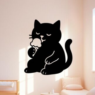 Sticker autocollant chat mangeant une glace décoration decostickerstore - LG49XE