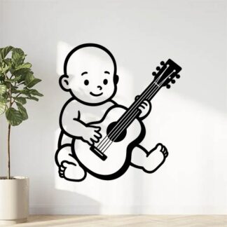 Sticker autocollant Bébé prénommé James avec une guitare décoration decostickerstore - M1NEWI