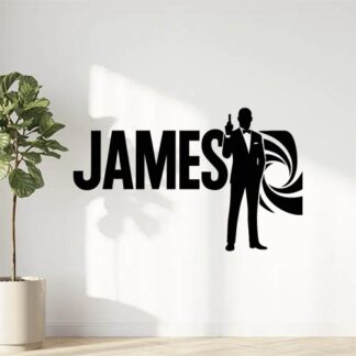 Sticker autocollant James écrit à la façon de James Bond. décoration decostickerstore - MYJ4OU