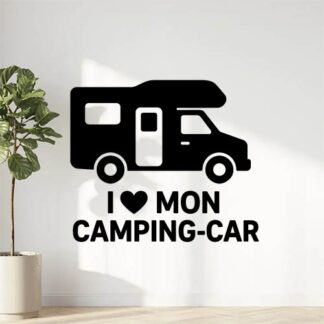 Sticker autocollant Camping car en travers avec écrit en bas du camping car J❤️ mon camping car décoration decostickerstore - PHHTTU