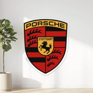 Autocollant Logo Porsche Rouge et Jaune décoration decostickerstore - QKDHPL