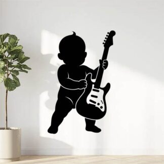 Sticker autocollant Bébé avec guitare électrique façon James Bond décoration decostickerstore - QNU5FD