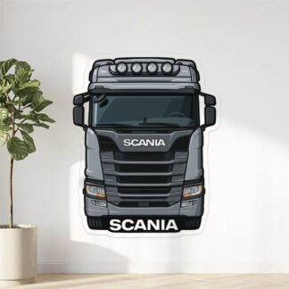 Autocollant Le devant du camion Scania en gris avec écrit Scania en bas du sticker. décoration decostickerstore - S56YH6
