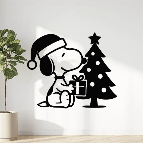 Sticker autocollant Snoopy fête Noël décoration decostickerstore - TF2AFS