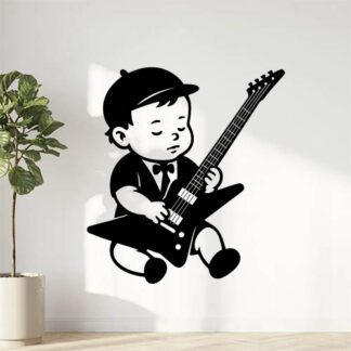 Sticker autocollant Bébé acdc avec guitare snakebyte façon James Bond décoration decostickerstore - TFRZDZ